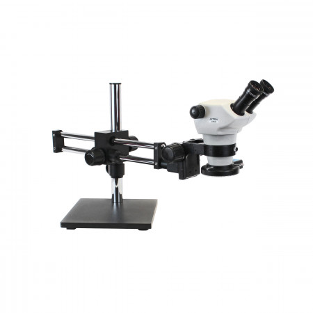 Z850 Zoom Stereo Microscope, Binocular, Ball Bearing Boom Stand, 0.5x Aux Objective, Quad LED Ring Light