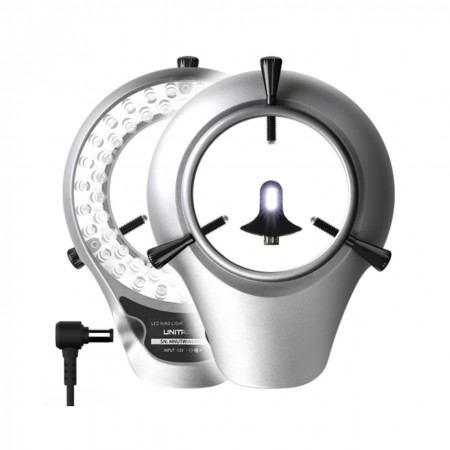 LED ring light with double ring and near vertical illumination