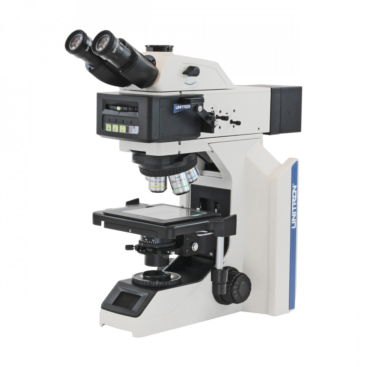 PrisMET metallurgical microscope with brightfield/darkfield observation; shown with optional polarization set