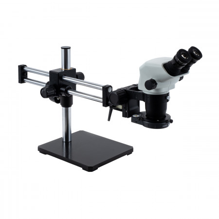 Z645 Zoom Stereo Microscope, Binocular, Ball Bearing Boom Stand, 0.5x Aux Objective, LED140 Ring Light