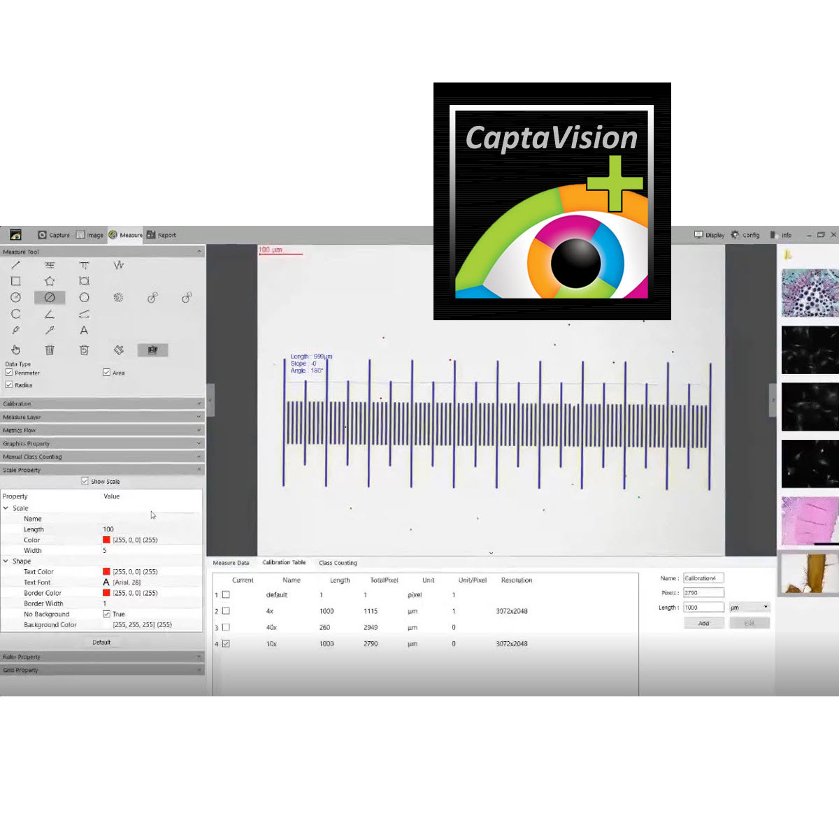 CaptaVision+ software interface